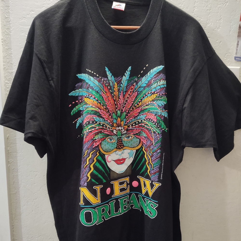 Vintage Mardi Gras T-shirt 1990 Fruit Of The Loom Made In The USA XL New Orleans